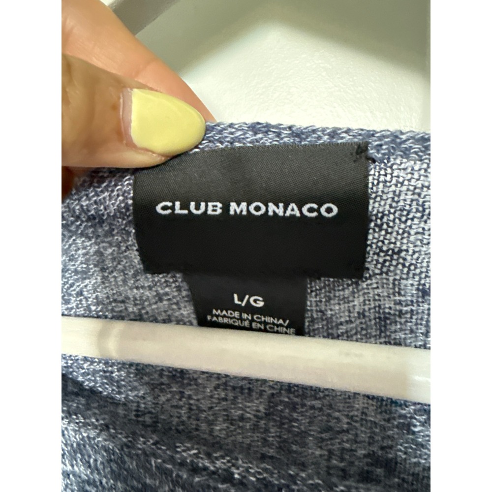 Club Monaco Mens Blue Colorblock 100% Linen Lightweight Knit Sweater Large - Picture 2 of 7
